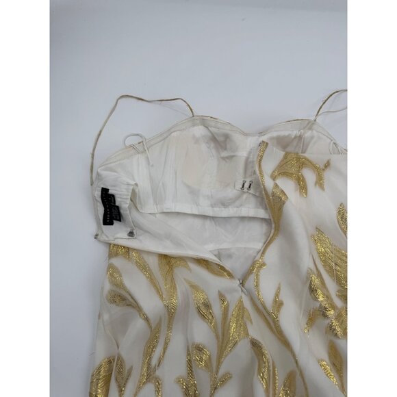 Aidan Mattox White & Gold Embroidered Silk Dress Size 4 - Picture 14 of 16